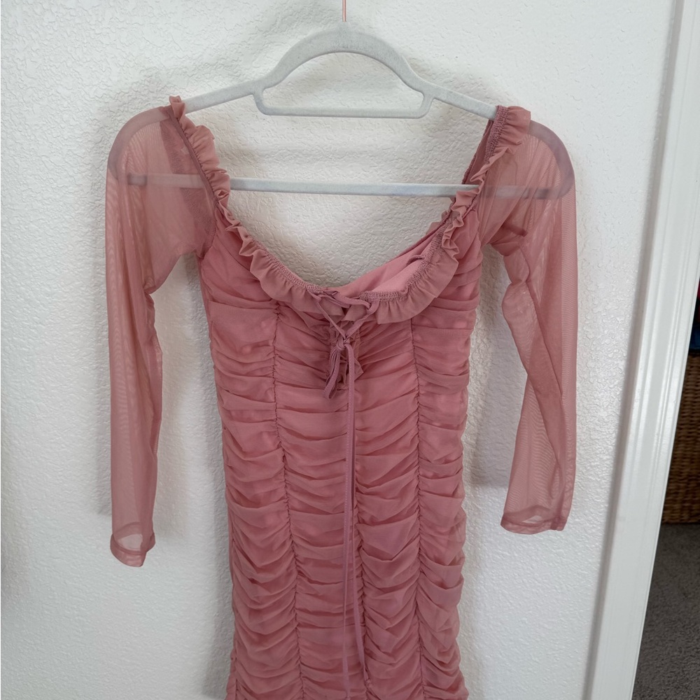 Fashion Nova Blush Mesh Dress